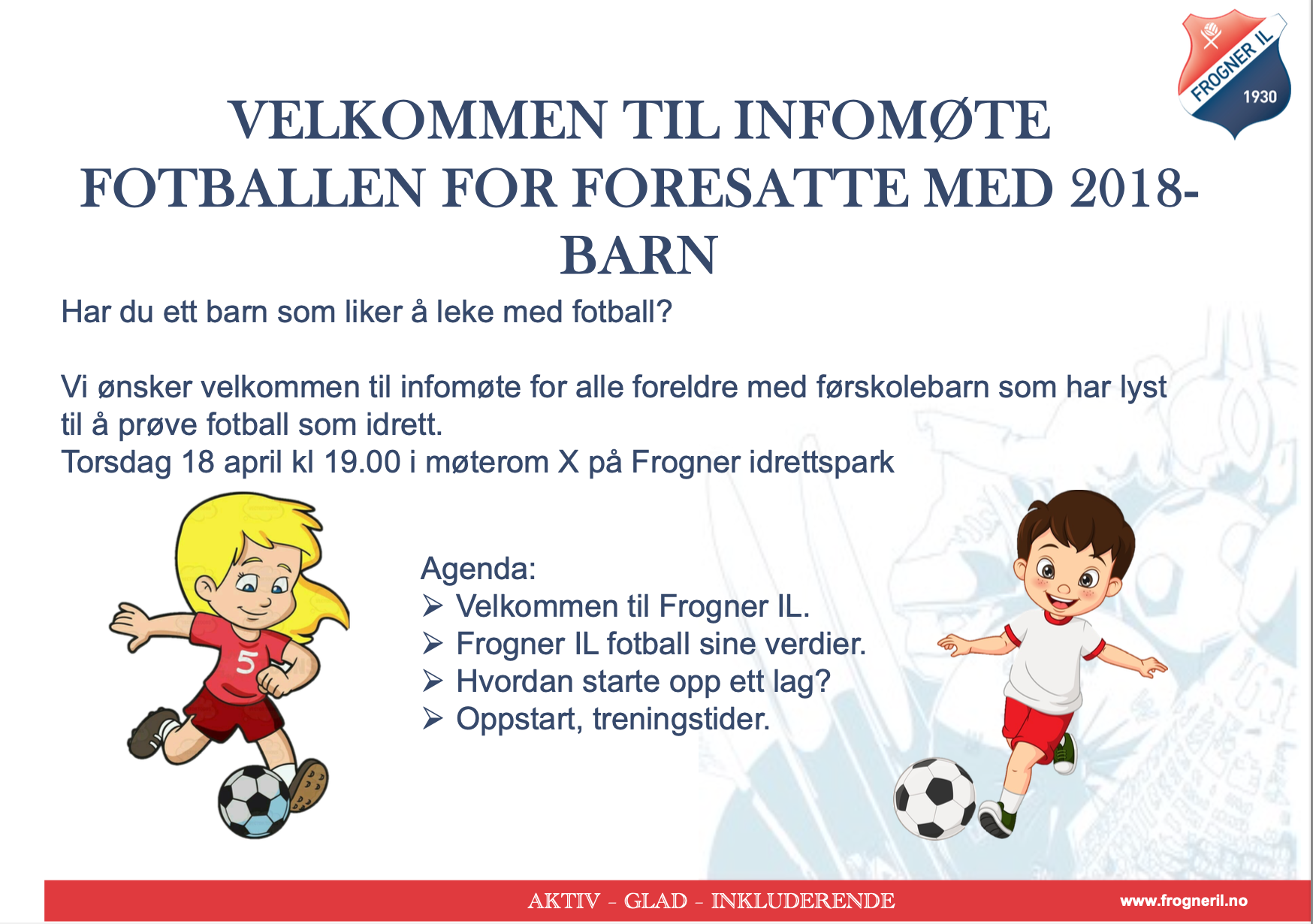 Thumbnail for Frogner IL fotball inviterer alle 2018-foreldre til infomøte etter en vellykket barnehagedag!