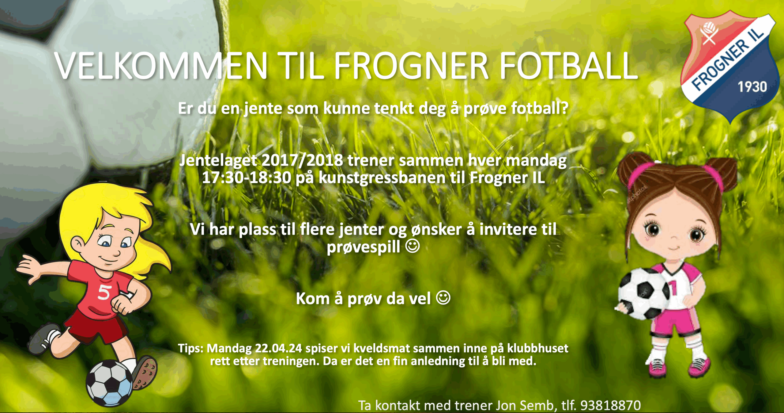 Thumbnail for Jenter født i 2017 og 2018 inviteres til prøvespill 22. april