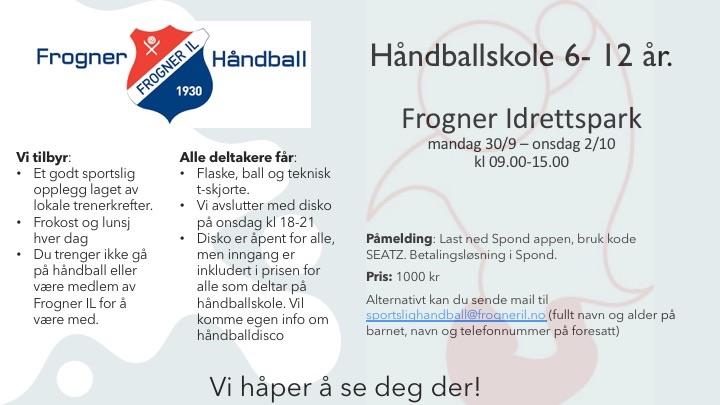 Thumbnail for Håndballskole høstferien for 6-12 år!