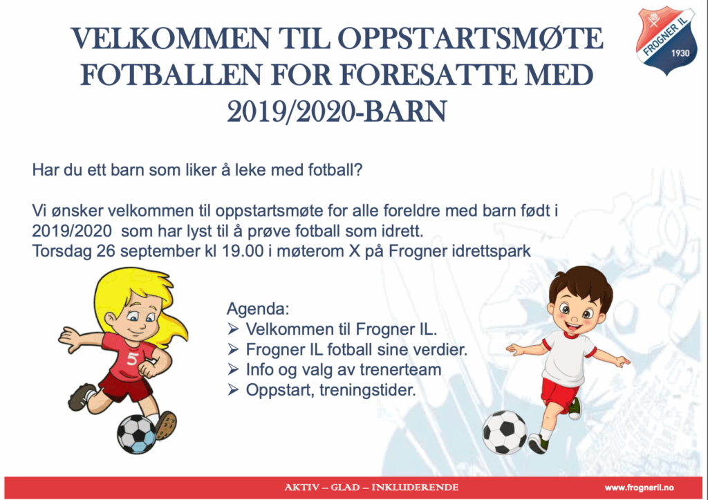 Thumbnail for Ny dato: Har du barn som er født i 2019 eller 2020, og som liker å leke med fotball? Se her!
